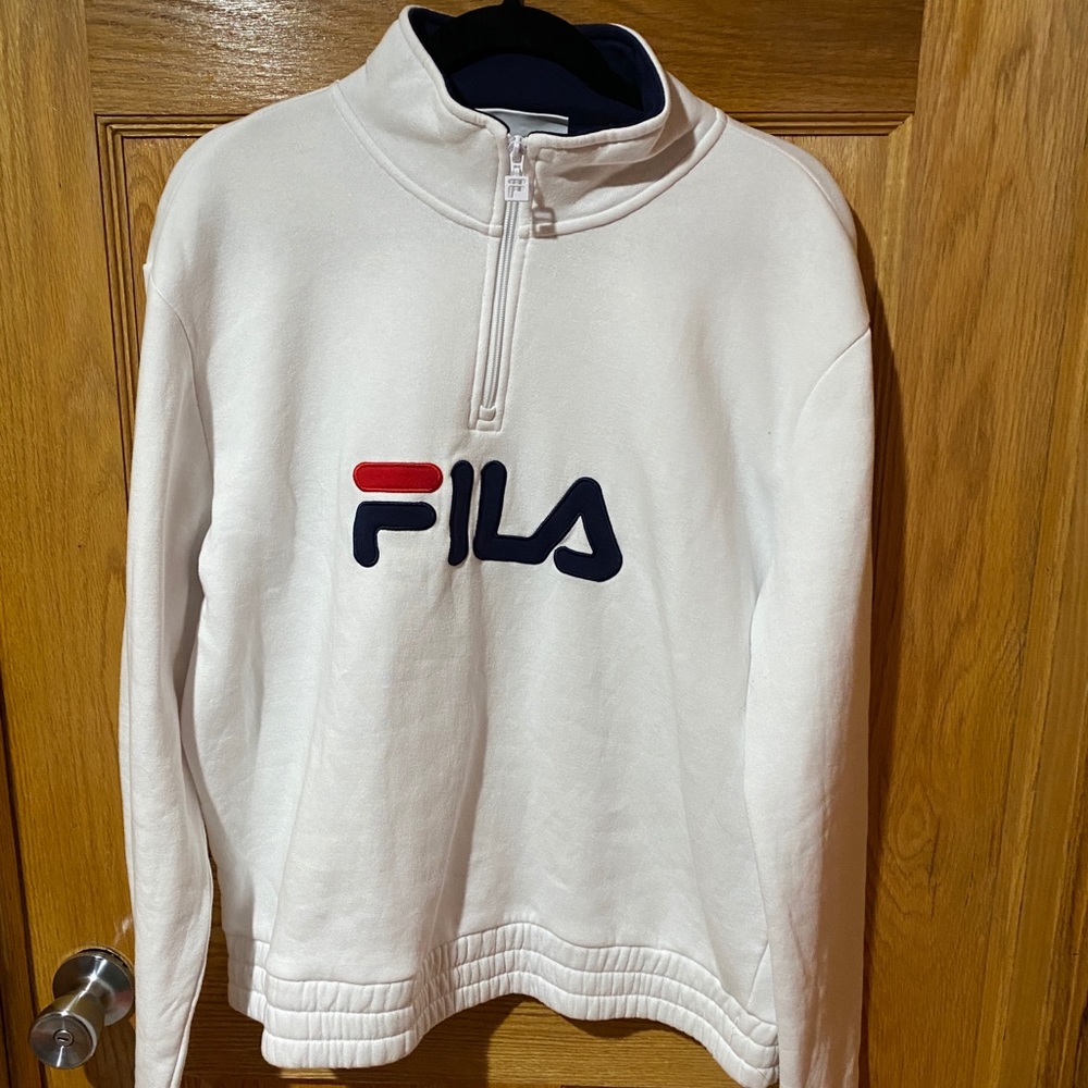 Fila White half zip sweater